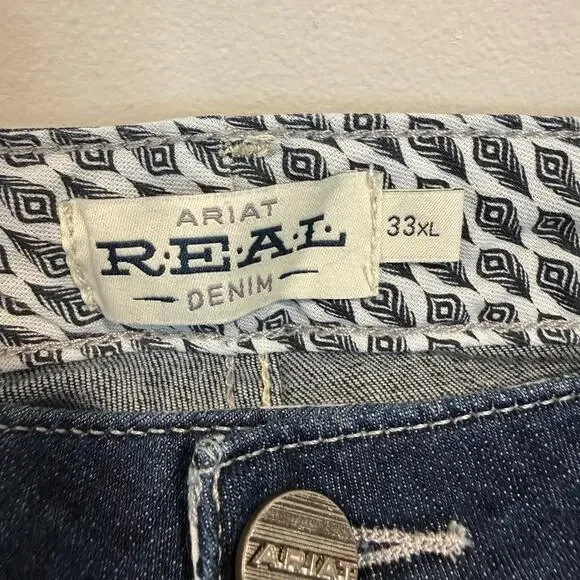 Ariat REAL Denim High Rise Flare Jeans Fringe Detail Women’s 33XL - Picture 8 of 11